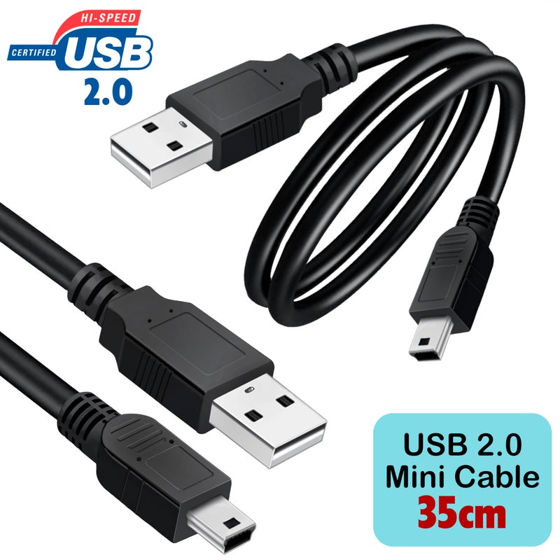 SaiTech IT 2 Pack USB 2.0 A to Mini 5 pin B Cable for External HDDS/Camera/Card Readers/MP3 Player-Black -35cm(1 feet) - Image 2